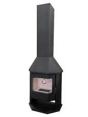 Стальной камин Мюнхен угловой графит фото с боку в Могилеве