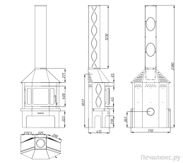 Стальной камин Бавария Мюнхен со стеклом угловой чёрный (без перемычки) фото габариты в Могилеве