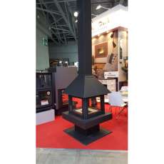 Стальной камин с четырьмя стеклами Эклипс островной 4D графит фото в Могилеве