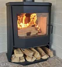 Стальной камин с большим стеклом Бавария панорама призма с плитой фото в Могилеве