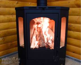 Стальной камин со стеклами Бавария панорама угловая фото в Могилеве