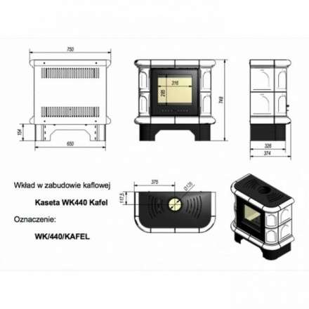 Купить кафельную печь камин Kratki WK/440/KAFEL/CZ Амазонка бай фото в Могилеве