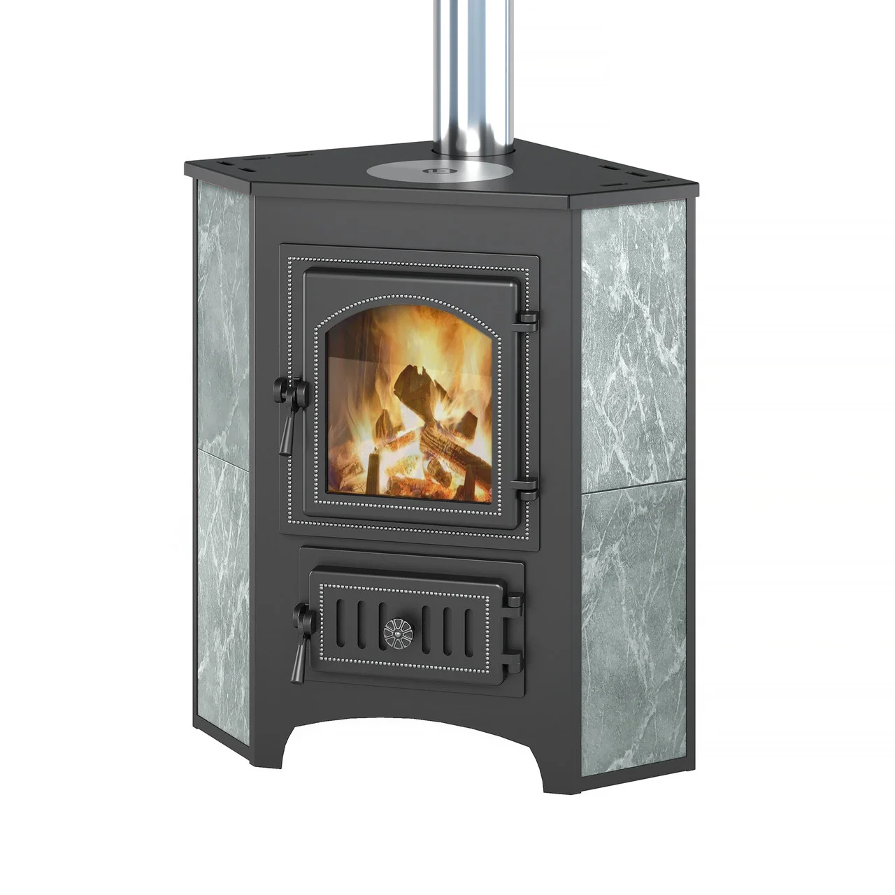 Печь-камин Везувий ПК-01 (270) угловой талькохлорит 9 кВт Амазонка бай фото в Могилеве