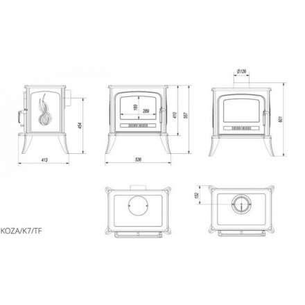 Купить Печь-камин чугунный Kratki Koza K7 с турбиной в Могилеве Амазонка бай фото в Могилеве