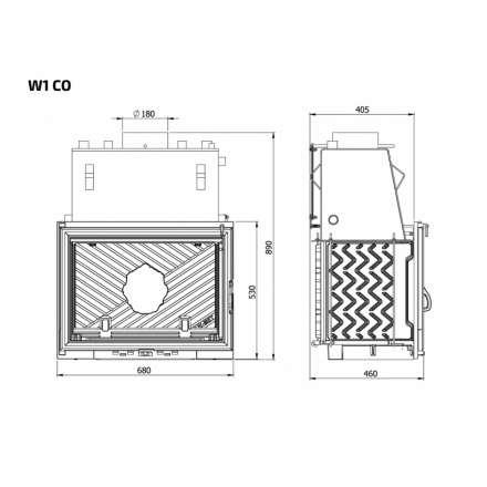 Каминная топка Kawmet W1CO 18,7 кВт с водяным контуром в Могилеве