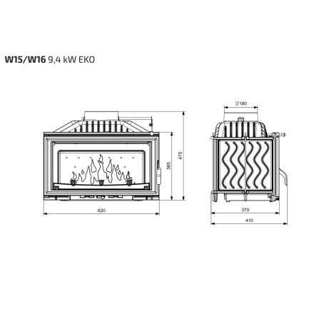 Каминная топка Kawmet W15 STANDARD 9,4 кВт EKO в Могилеве