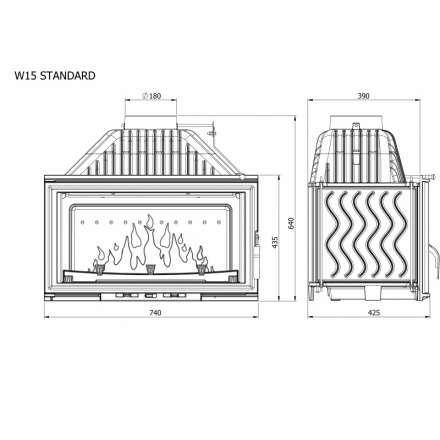 Каминная топка Kawmet W15 STANDARD 18 кВт в Могилеве