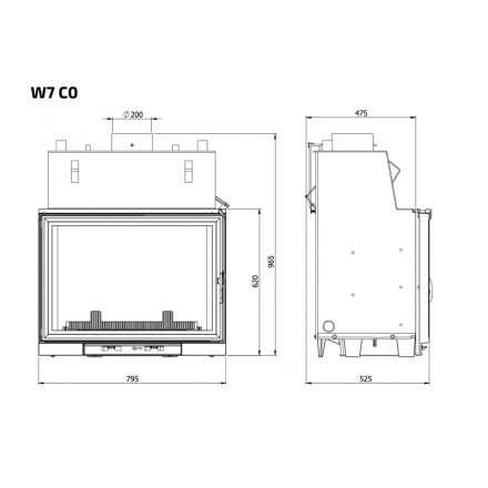 Каминная топка Kawmet W7CO 25,3 кВт с водяным контуром в Могилеве