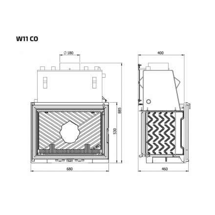 Каминная топка Kawmet W11CO 18 кВт с водяным контуром в Могилеве