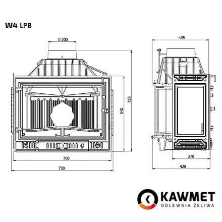 Каминная топка Kawmet W4PLB-14,5 кВт в Могилеве