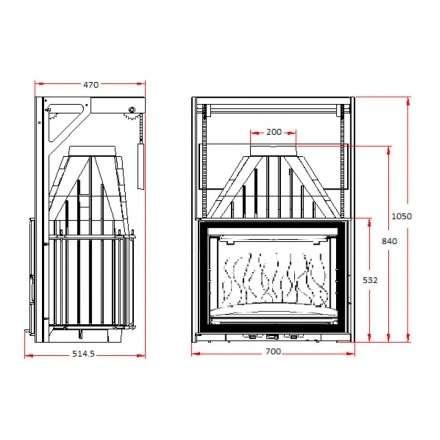 Каминная топка Invicta 700 Grand Angle с подъёмом в Могилеве