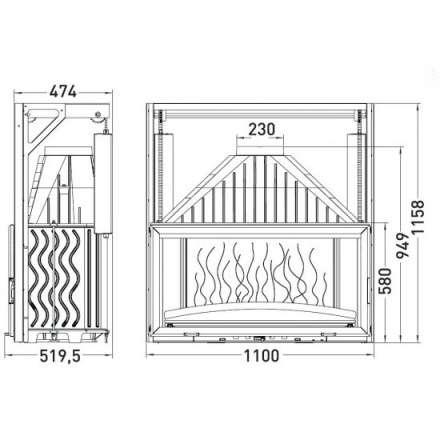 Каминная топка Invicta 1100 Grand Vision с подъёмом в Могилеве