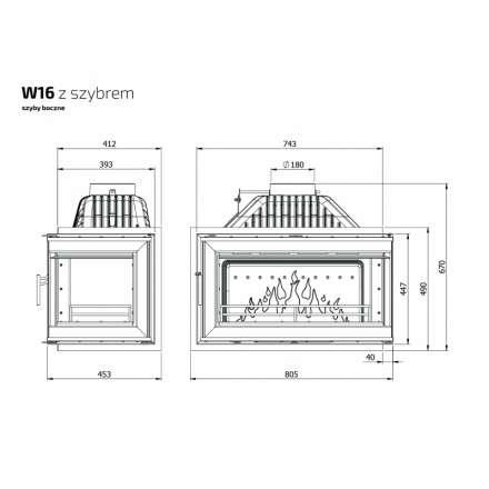 Каминная топка Kawmet W16PB 14,7 кВт в Могилеве