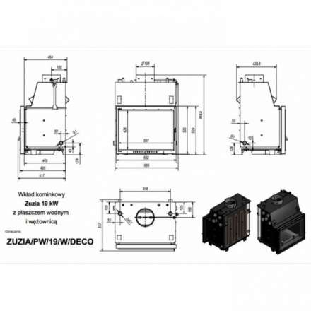 Каминная топка Kratki Zuzia/PW/19/W/DECO в Могилеве