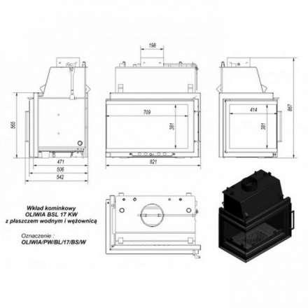 Каминная топка Kratki Oliwia/PW/BL/17/BS/W в Могилеве