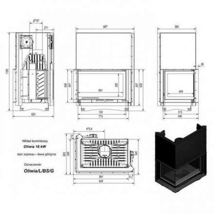 Каминная топка Kratki Oliwia/L/BS/G в Могилеве