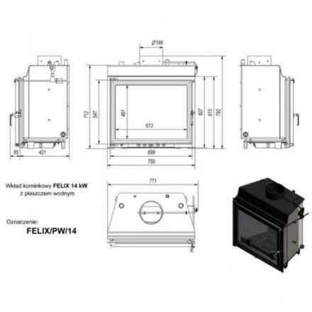 Каминная топка Kratki Felix/PW/14/W в Могилеве