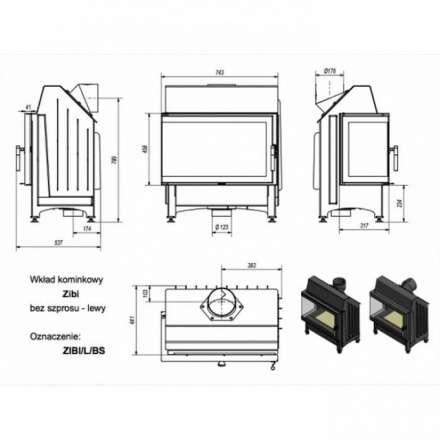 Каминная топка Kratki Zibi/L/BS (угловое стекло слева) в Могилеве