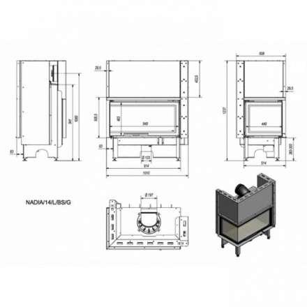 Каминная топка Kratki NADIA/14/L/BS/G в Могилеве