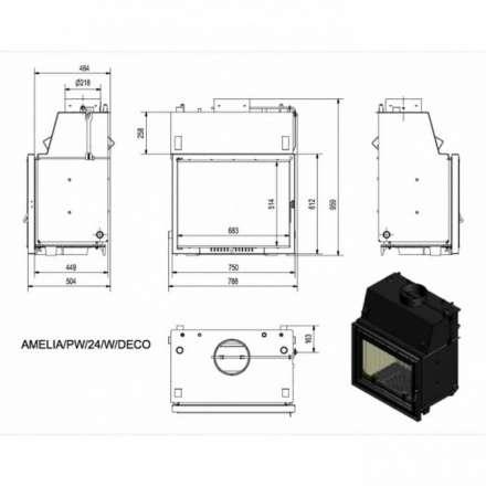 Каминная топка Kratki Amelia/PW/24/W/DECO (змеевик) в Могилеве