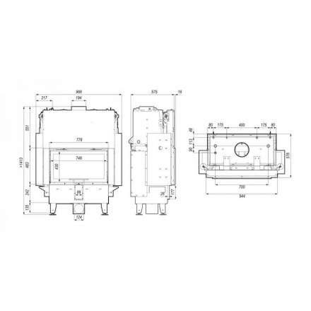 Каминная топка Defro Home RIVA ME G SHORT с водяным контуром и подъемом стекла вверх в Могилеве