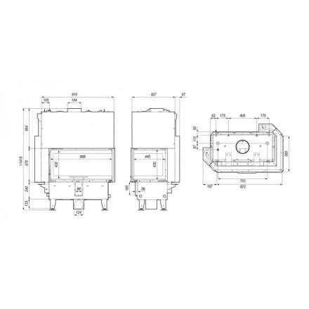 Каминная топка DEFRO HOME RIVA ME BL G SHORT угловая с водяным контуром и подъемом стекла вверх в Могилеве