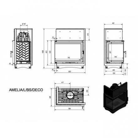 Каминная топка Kratki Amelia/L/BS/Deco в Могилеве