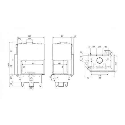 Каминная топка DEFRO HOME RIVA SM BL G SHORT угловая с водяным контуром и подъемом стекла вверх в Могилеве