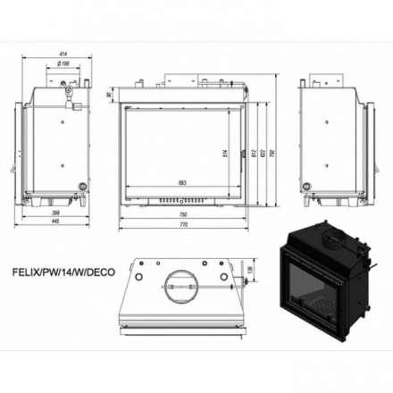 Каминная топка Kratki Felix/PW/14/W/DECO в Могилеве