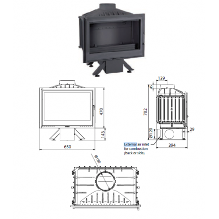 Каминная топка Ferguss FG17 с подводом воздуха извне и шибером в Могилеве