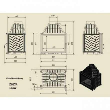 Каминная топка Kratki Zuzia/GLASS (двойное стекло) в Могилеве