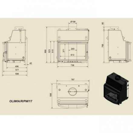Каминная топка Kratki Oliwia/R/PW/17 в Могилеве