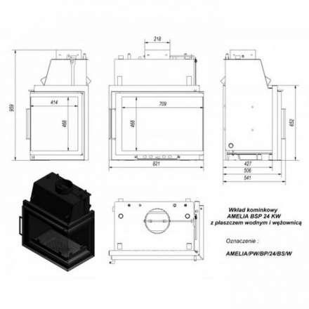 Каминная топка Kratki Amelia/PW/BP/24/BS/W в Могилеве