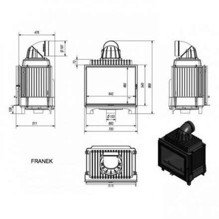 Каминная топка Kratki FRANEK/12 в Могилеве