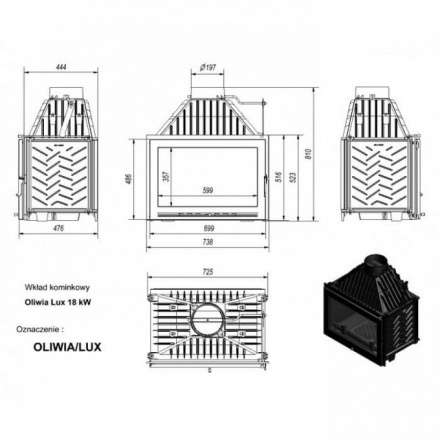 Каминная топка Kratki Oliwia/LUX в Могилеве