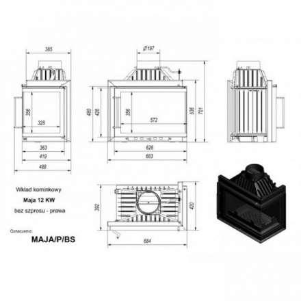 Каминная топка Kratki Maja/PW/12/G в Могилеве