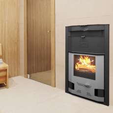 Отопительная печь со стеклом Теплодар Сиеста 30 фото в интерьере в Могилеве